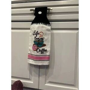 Crochet Top Kitchen Towel- Life begins after coffee